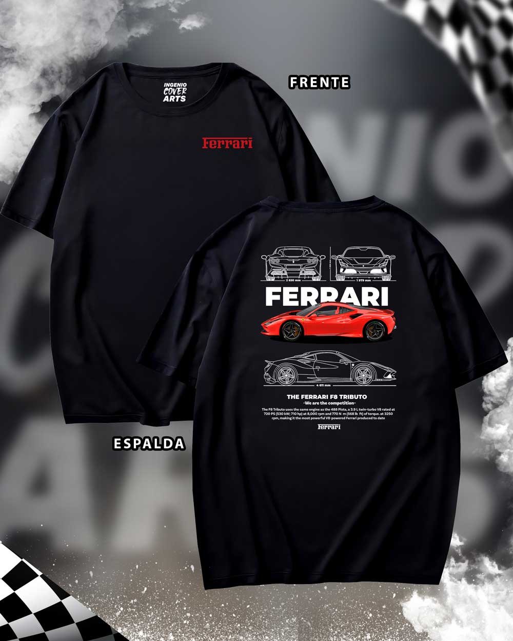 FERRARI-F8-TRIBUTO---WHITE Tshirt ferrari-02 - Image 2