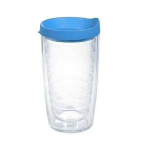 Vaso Térmico Acrílico de Doble Pared con Textura Anillada y Tapas de Color