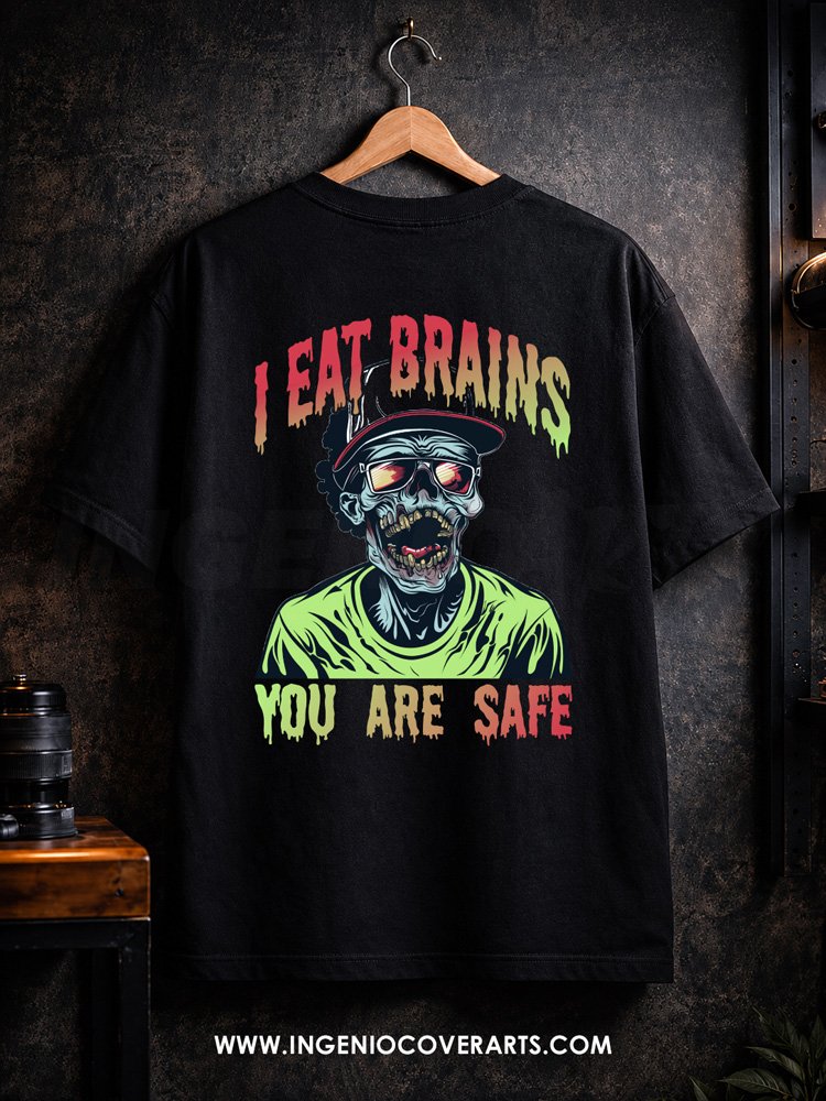 Tshirt Zombies 004 i eat brains you are safe