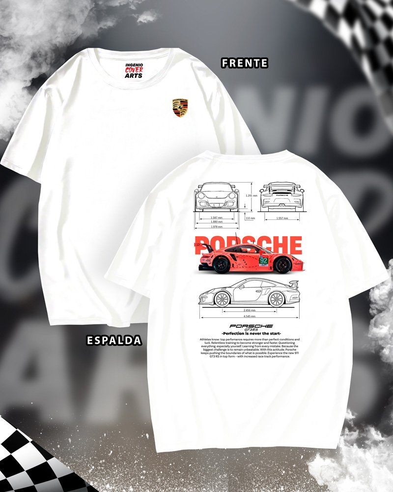 Tshirt Porsche 013 porsche 911 gt3 rs rosa blanco template black