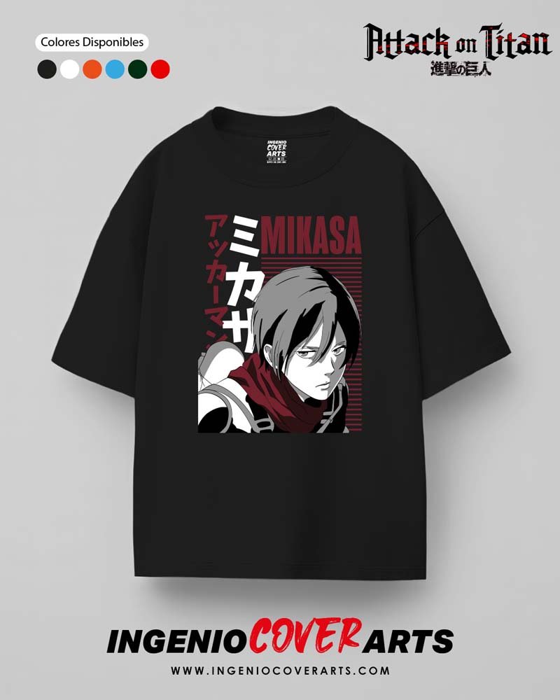 Tshirt Ataque a los titanes 038 mikasa v2 4 colores